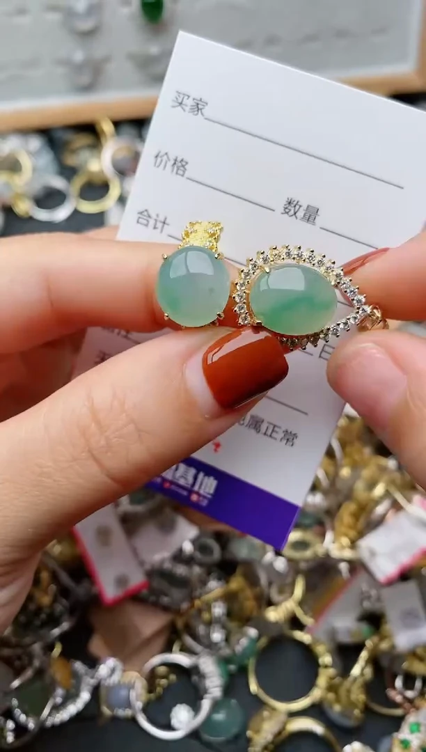 银S925镶嵌戒指翡翠.6204
