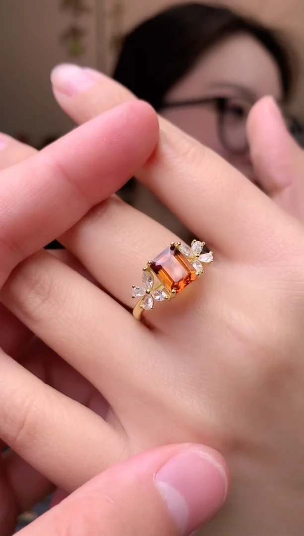 【闪购商品】石榴石戒指银S925镶嵌戒指