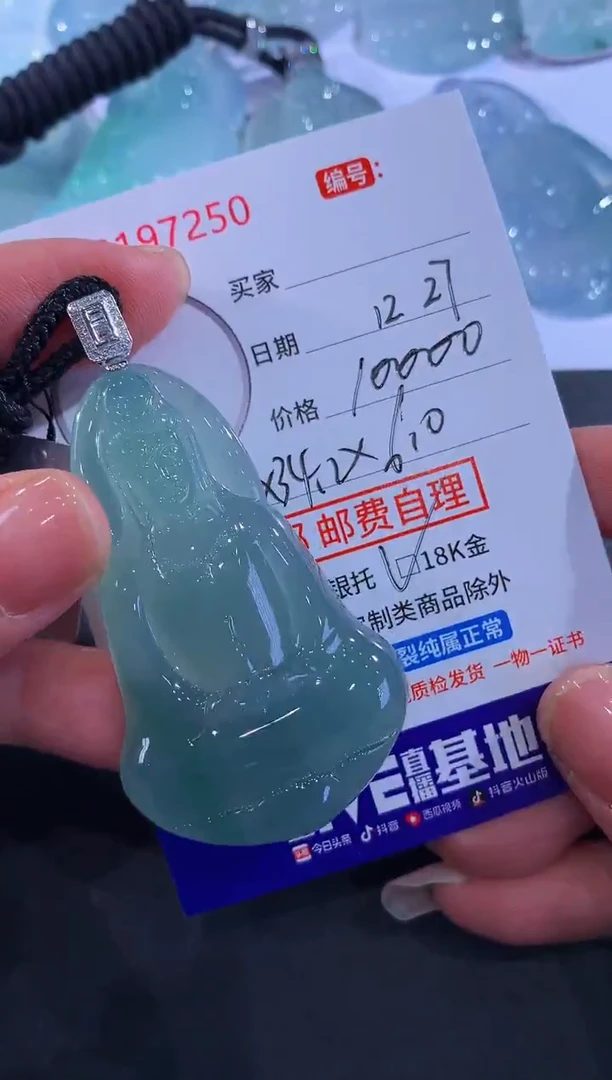 颈饰18K金镶嵌翡翠J****e！