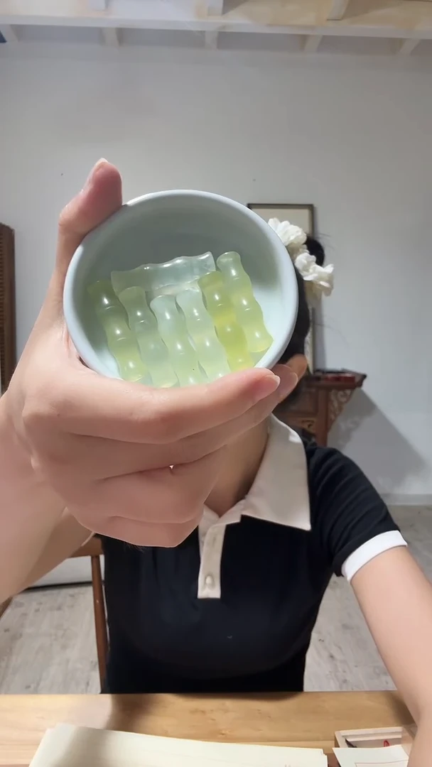 直播专属 玉石竹节笔搁 节节高
