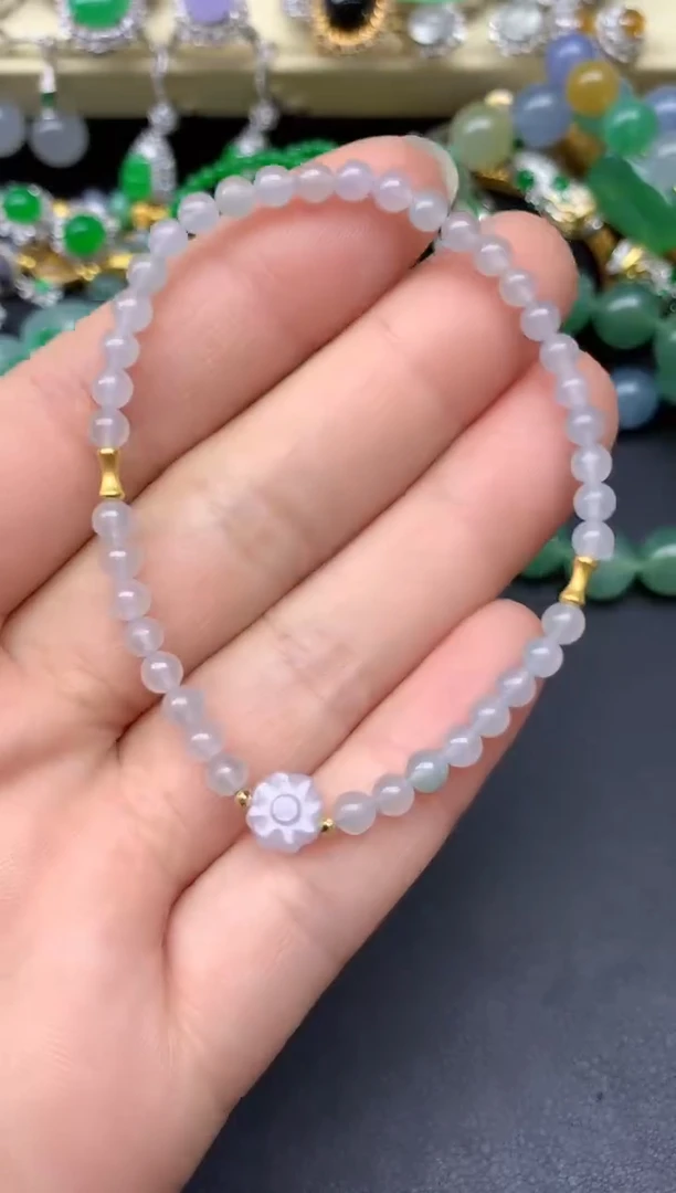 18K金镶嵌手串翡翠36-雪姐翡翠天天见