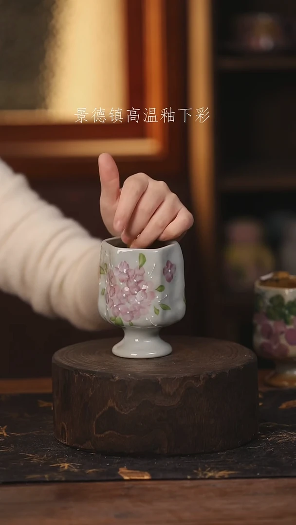 陶瓷景德镇高温釉下手绘陶瓷@L016@