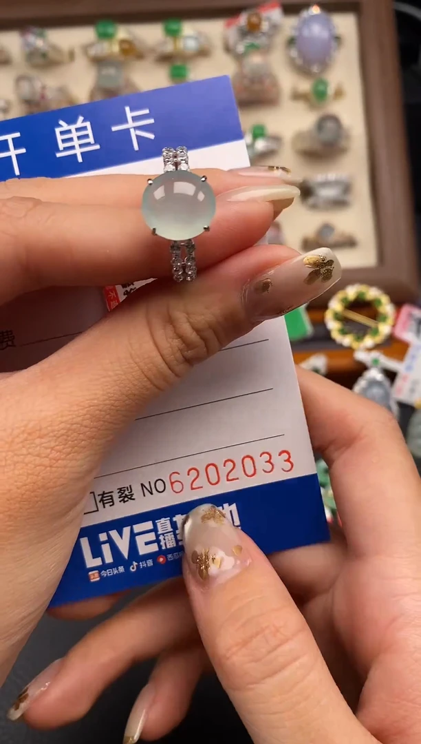 银S925镶嵌戒指翡翠天然A货翡翠2033