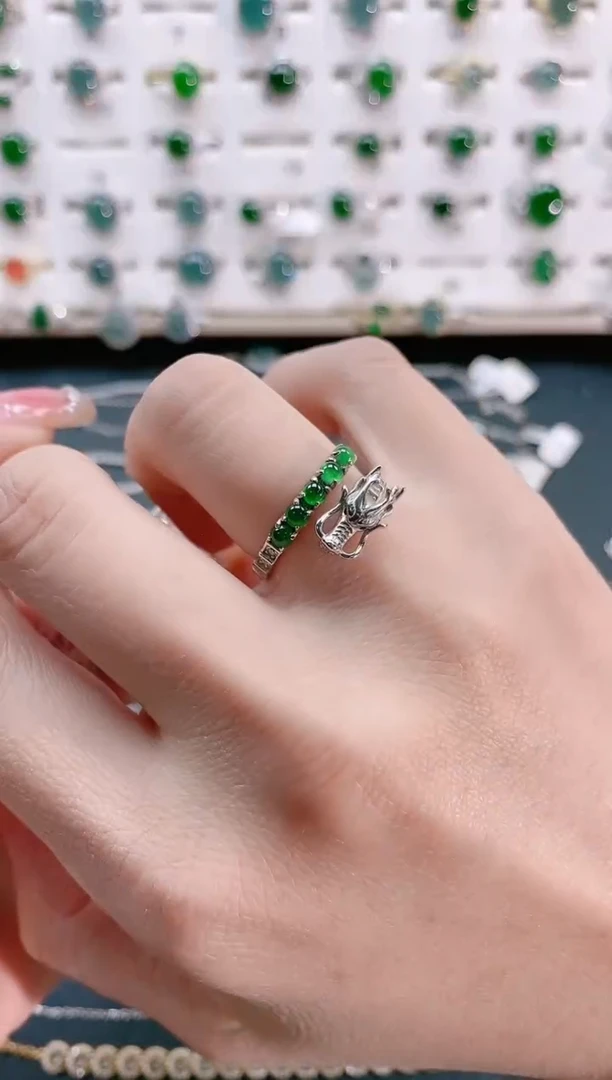 【闪购商品】翡翠戒指银S925镶嵌天然翡翠