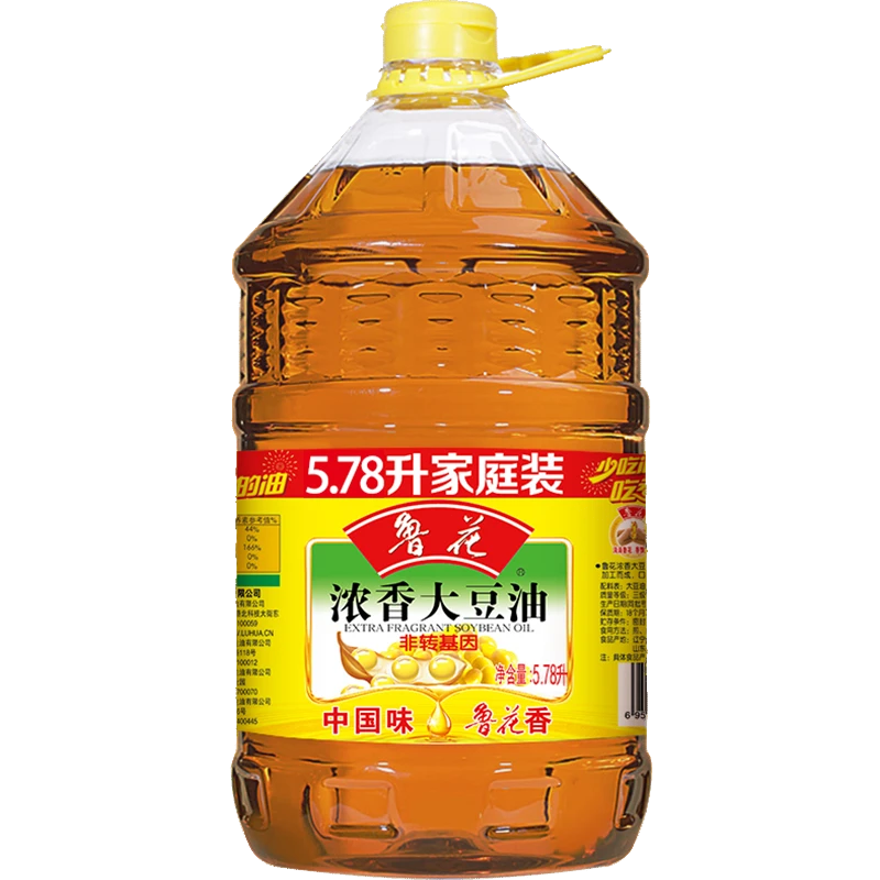 鲁花浓香大豆油5.78L家用家庭装非转基因精炼醇香食用油大豆油