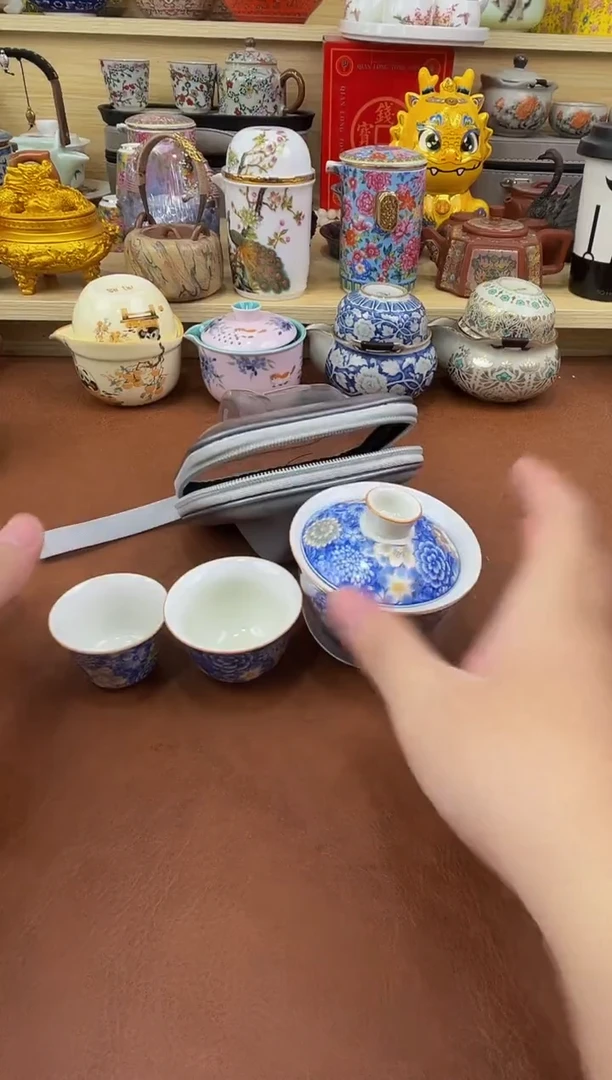 陶瓷茶具摆件旅行套组