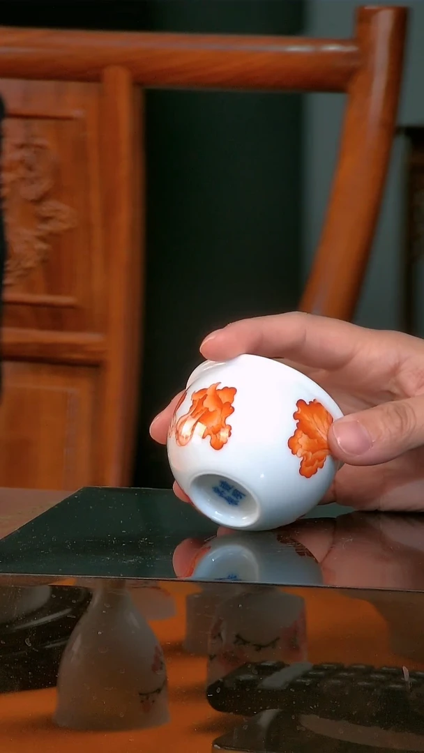 柴窑矾红白菜缸杯