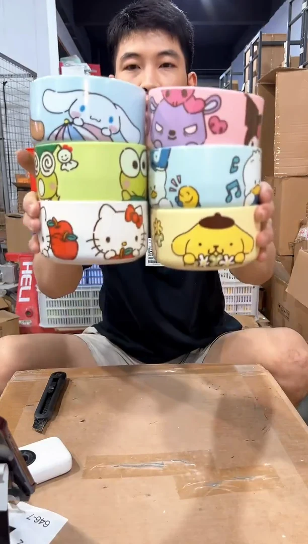 瓷片三利鸥饭碗6件套