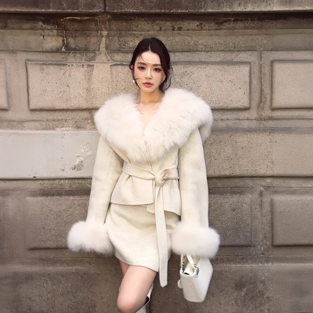 千金感时尚高级感套装秋冬款休闲百搭设计感毛呢外套半身裙两件套