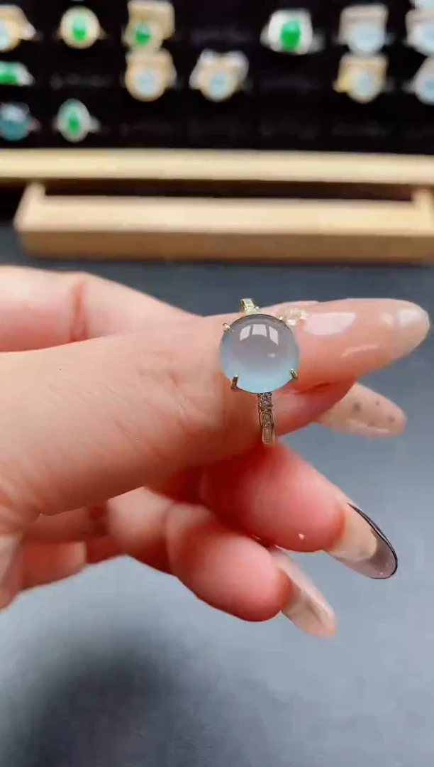 银S925镶嵌戒指翡翠1