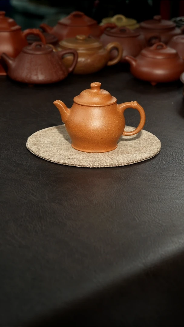 茶壶紫砂寅*简笠壶，汪达明全手工，冷金黄170cc