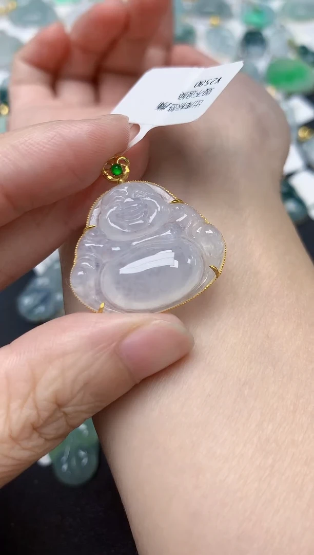 颈饰18K金镶嵌翡翠天然缅甸A货翡翠