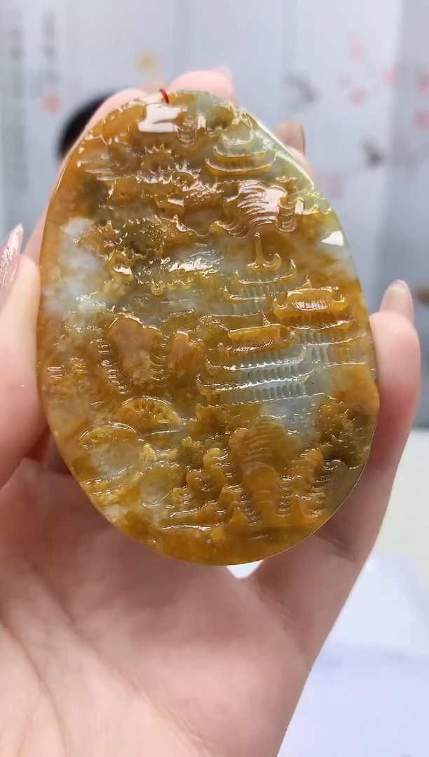 【闪购商品】定制翡翠未镶嵌4852jw-毛货挂件山水108