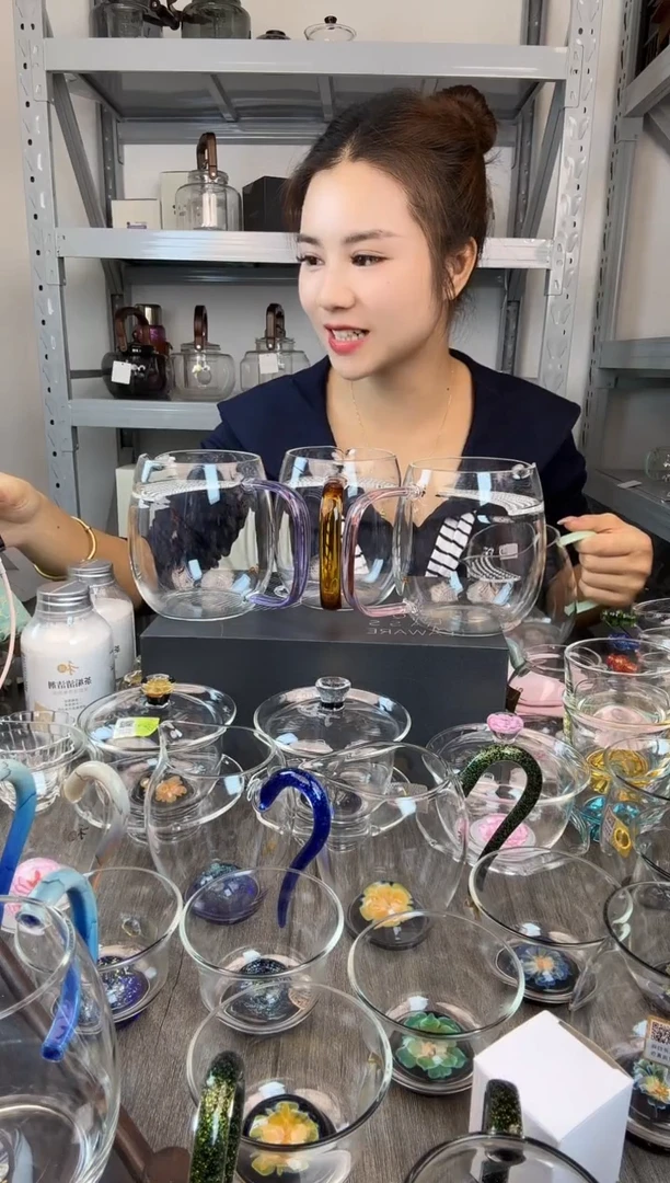 水晶玻璃无盖款禾器 澄然煮茶器粉紫色800ml 普通盒