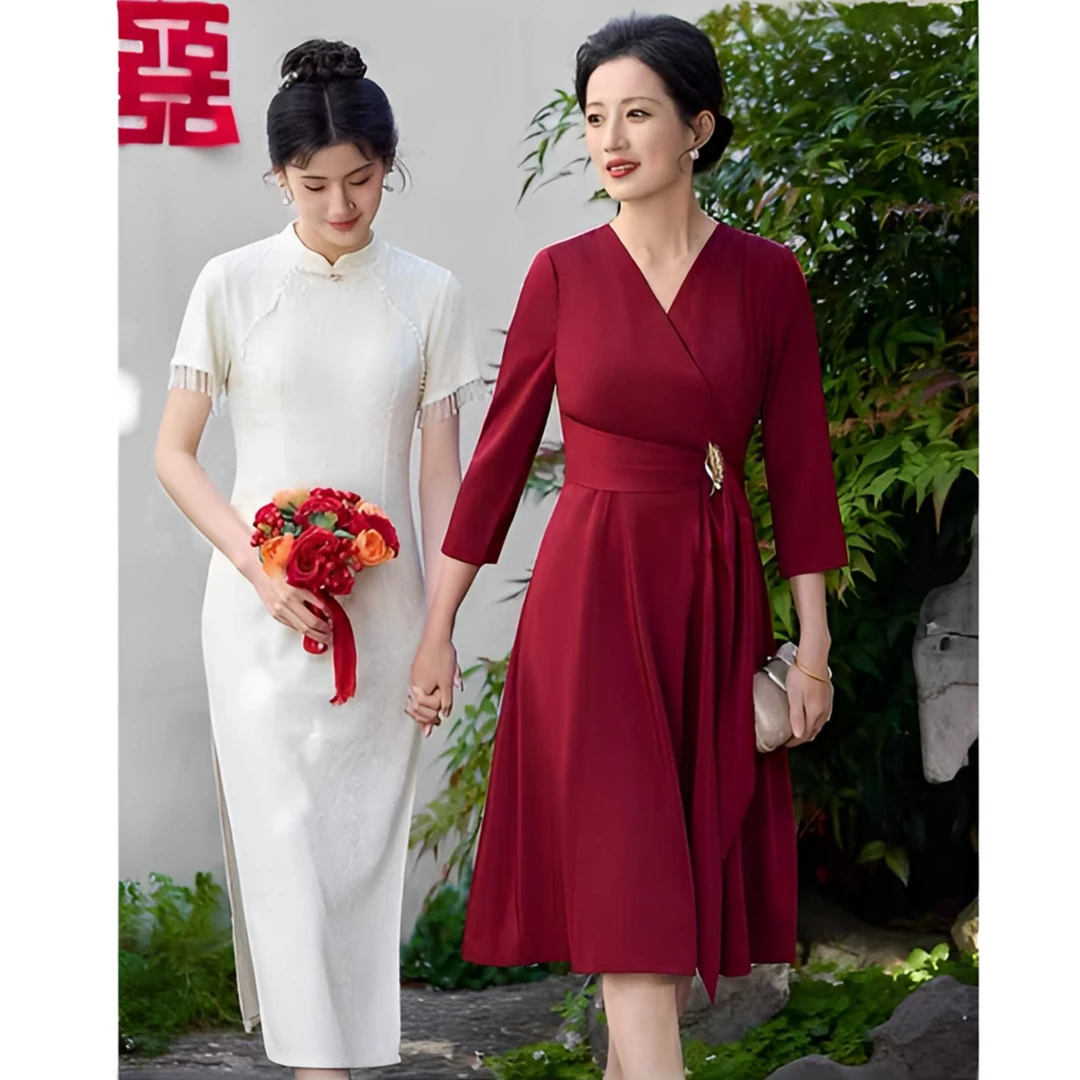 2025喜婆婆连衣裙礼服显瘦气质春夏季喜婆婆妈妈装2025新款爆款