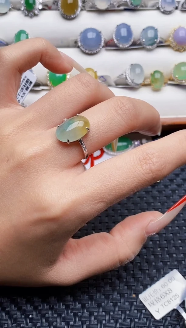 银S925镶嵌戒指翡翠5272