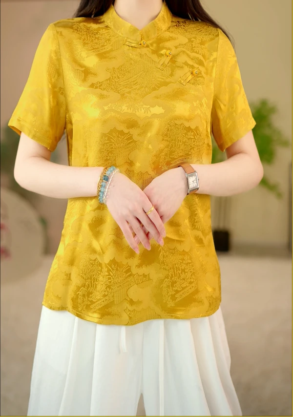 2025新款夏季中式风气质百搭减龄高级感短袖
