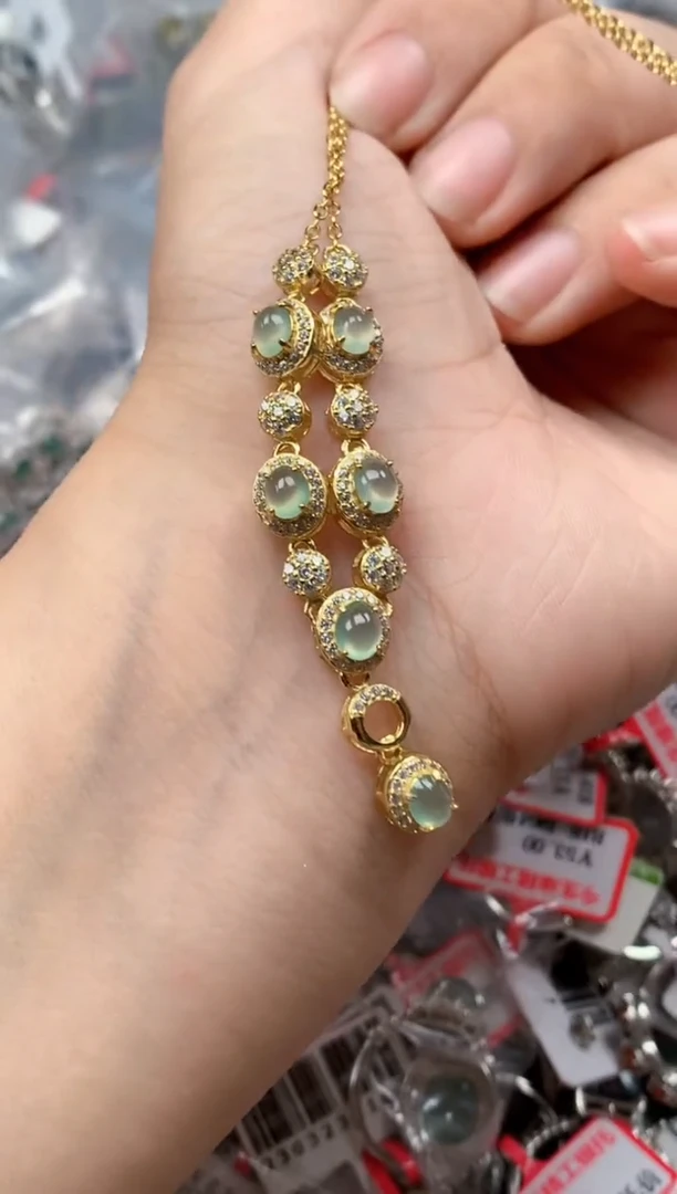 银S925镶嵌戒指翡翠天然A货缅甸翡翠
