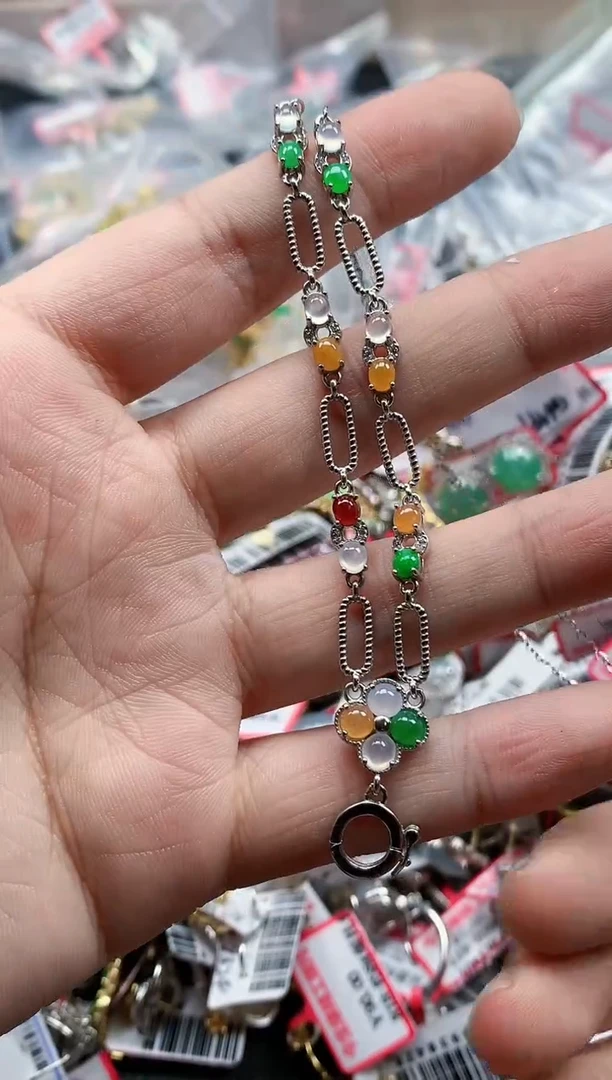 银S925镶嵌戒指翡翠天然A货缅甸翡翠