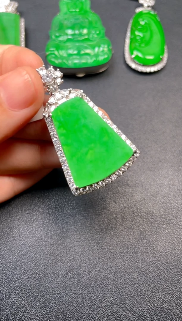 吊坠(不含链)银S925镶嵌翡翠dz1