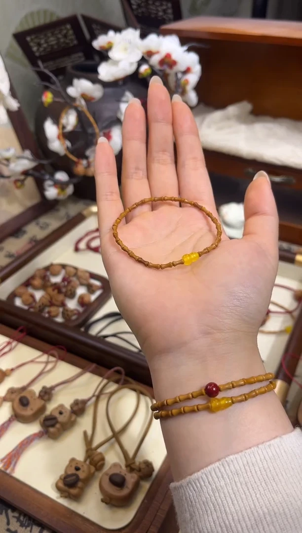 手串桃核【桃缘行】竹节「黄色葫芦」桃木桃核辟、挡、驱、护 备注手围