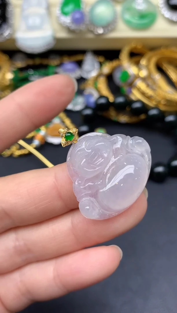 颈饰18K金镶嵌翡翠218-雪姐翡翠天天见