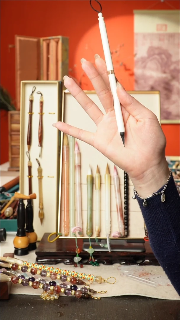 22号闪孤品高货毛笔链接 清水试笔 蘸墨不退