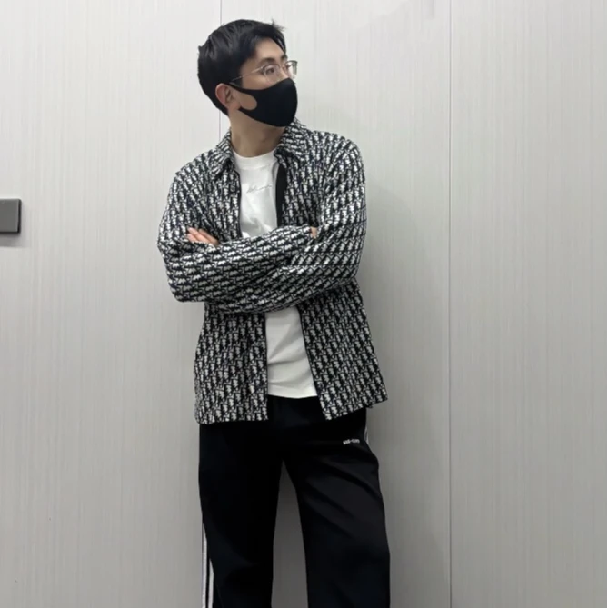 99新 DIOR/迪奥  IW0318 logo提花满印棉质翻领衬衫 M码