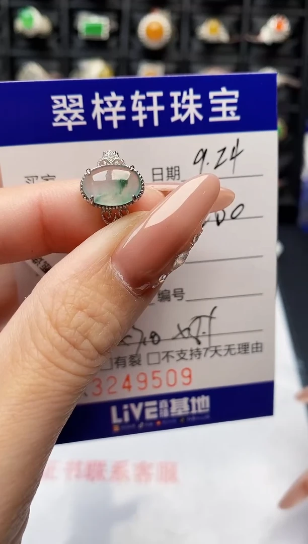 银S925镶嵌戒指翡翠9509