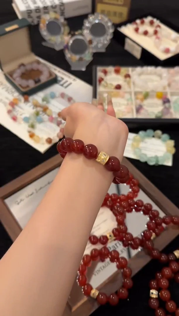 合金手链水晶红玛瑙x2936