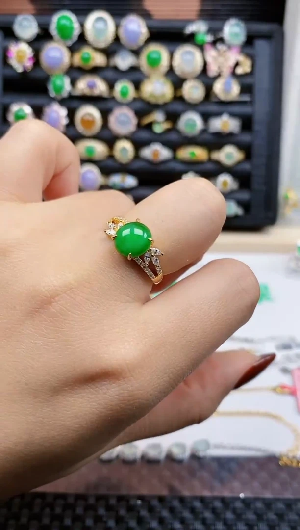 银S925镶嵌戒指翡翠430