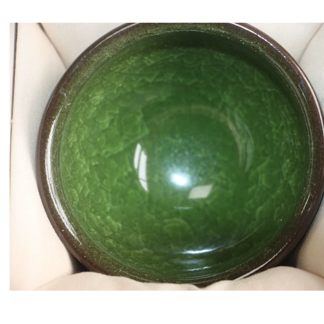 精品柴烧建盏一对A018