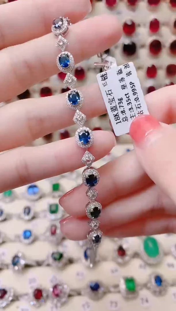 18K金手链蓝宝石18K金镶嵌1