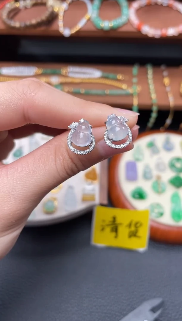 【闪购商品】翡翠耳钉银S925镶嵌2个  JK210