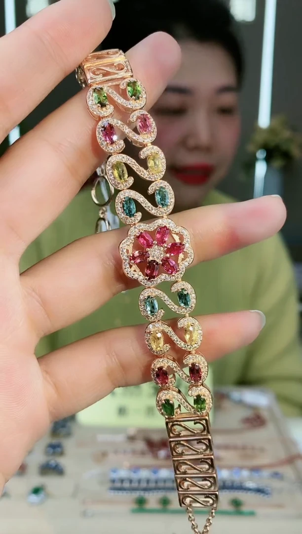 【闪购商品】碧玺手链银S925镶嵌手链