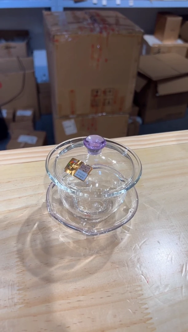 孤品不比价 禾器-禅语盖碗-浅紫色