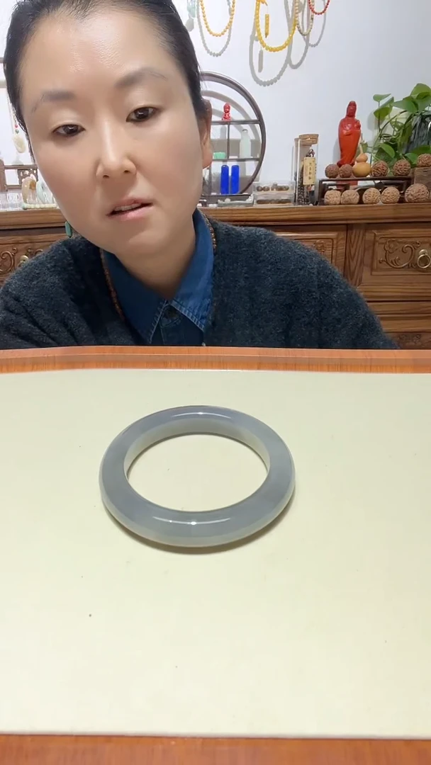 未镶嵌手镯和田玉精品59.5烟青紫