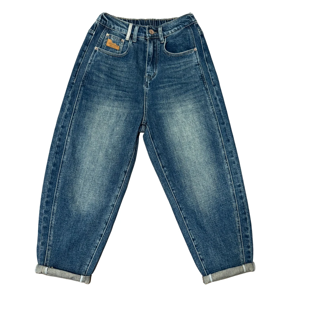 WANGNAFUSHI“重在感受”秋季新款显瘦百搭后松紧腰牛仔裤