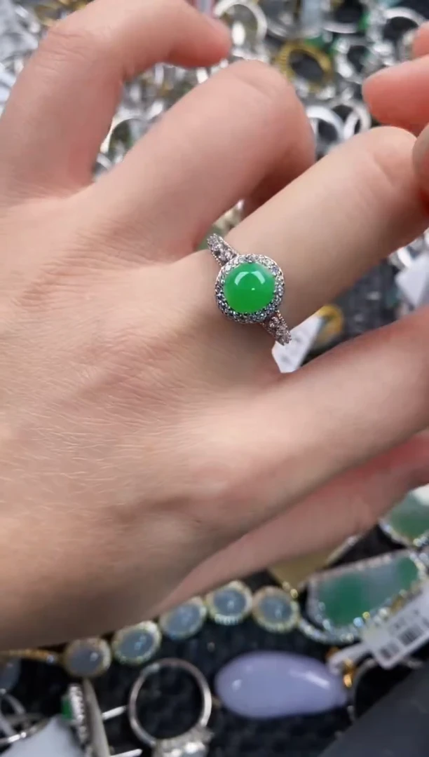 银S925镶嵌戒指翡翠999                   9