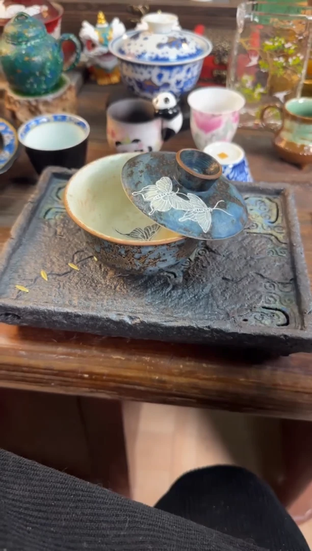 【闪购商品】其他景德镇青花手绘蝴蝶盖碗