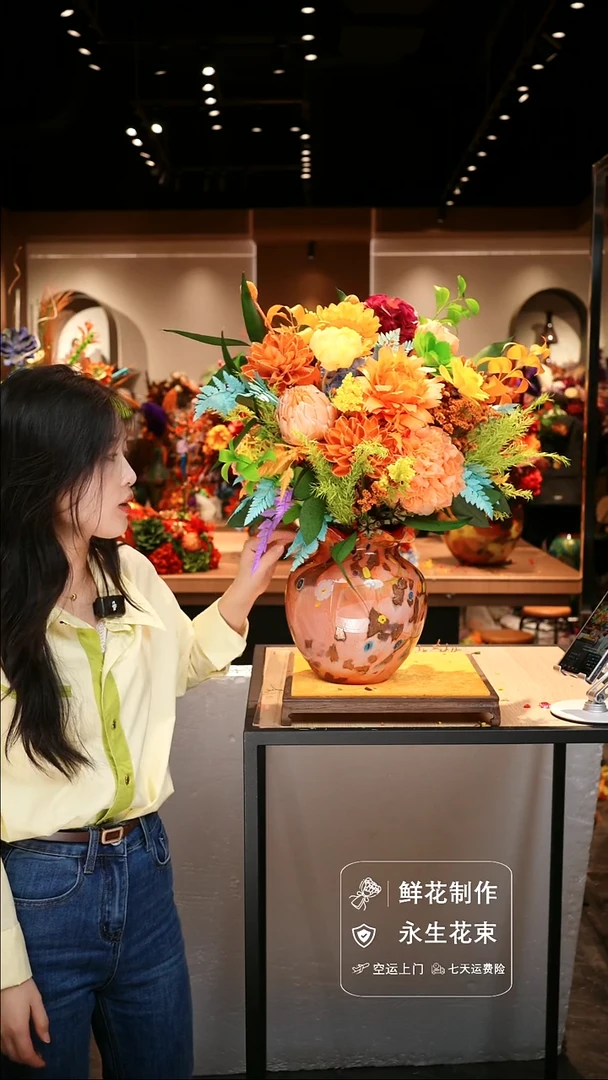 手工艺品琉璃手工花器花束空运包邮送货上门-以图片为准