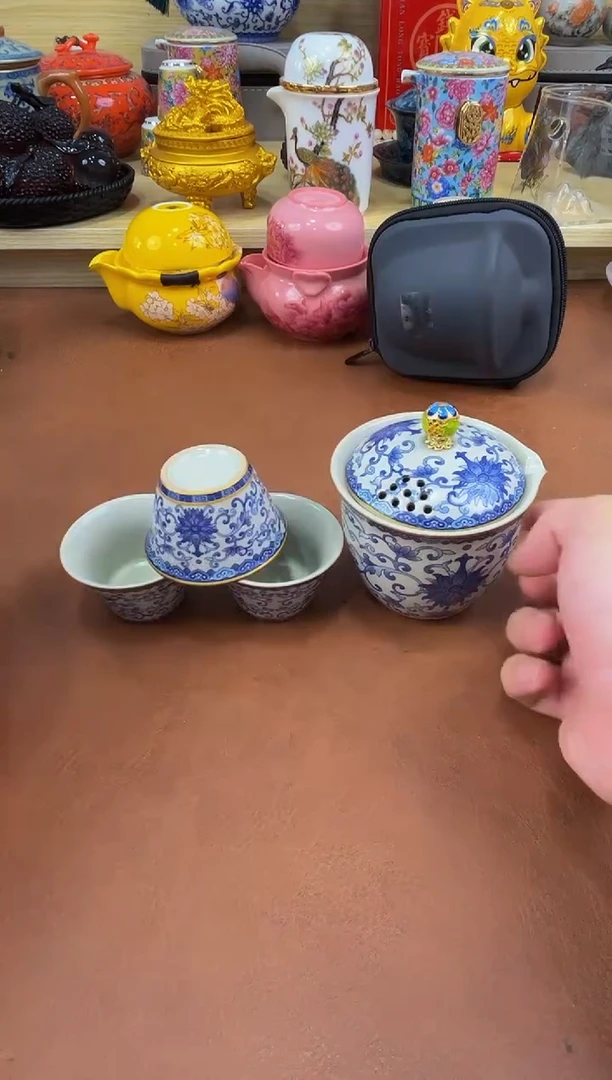 陶瓷茶具摆件旅行套组