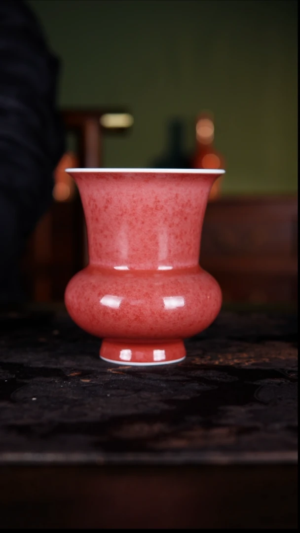 瓶白泥豇豆红纯手工陶瓷