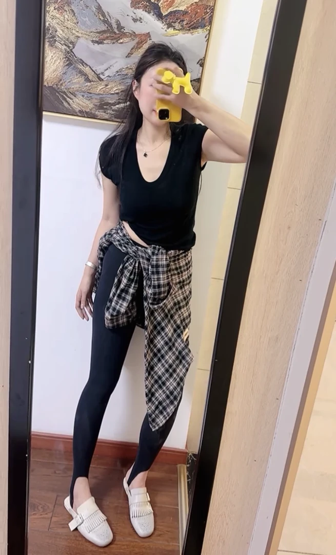 欧货2025春夏新款薄款复古运动休闲百搭显高显瘦踩脚款打底长裤女