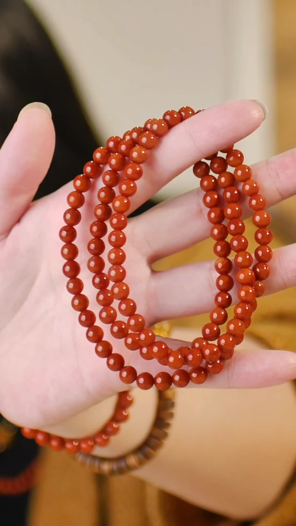 未镶嵌手串南红玛瑙（108颗0.6满肉南红）