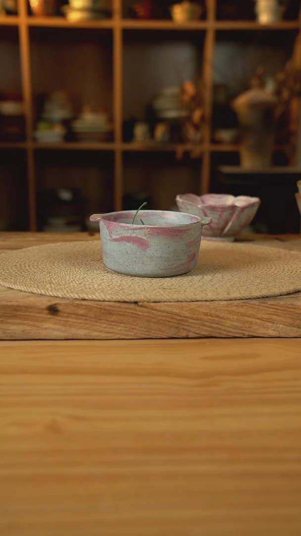 紫色系列的双耳早餐碗1个