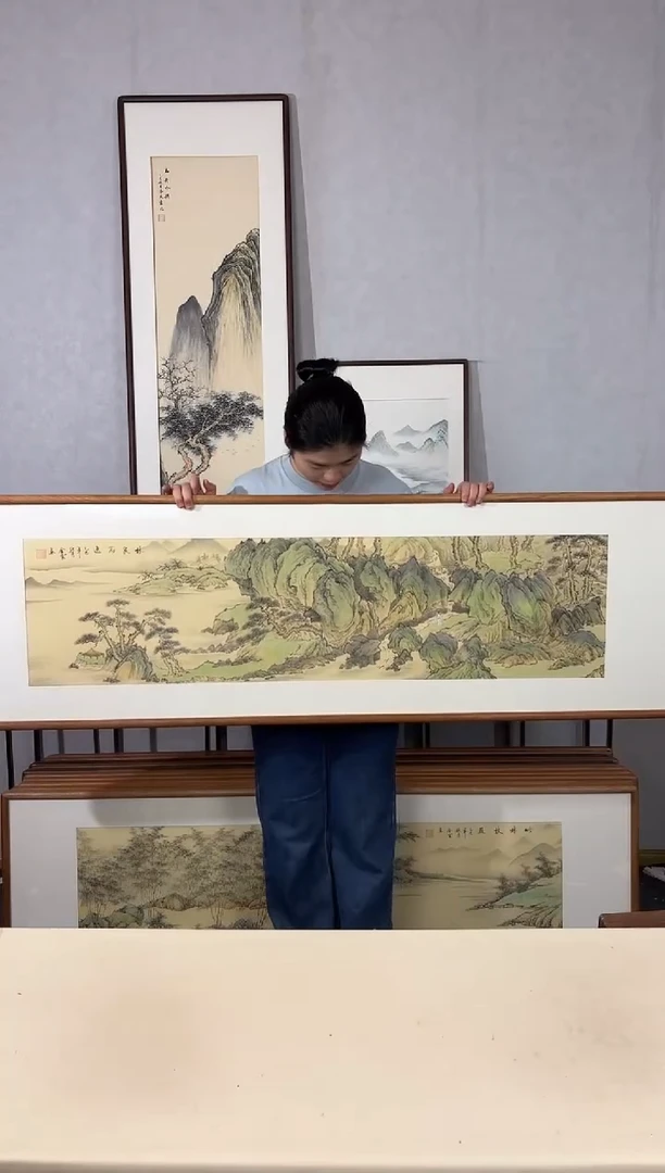 国画手绘*林泉高逸*52*172cm带框发货