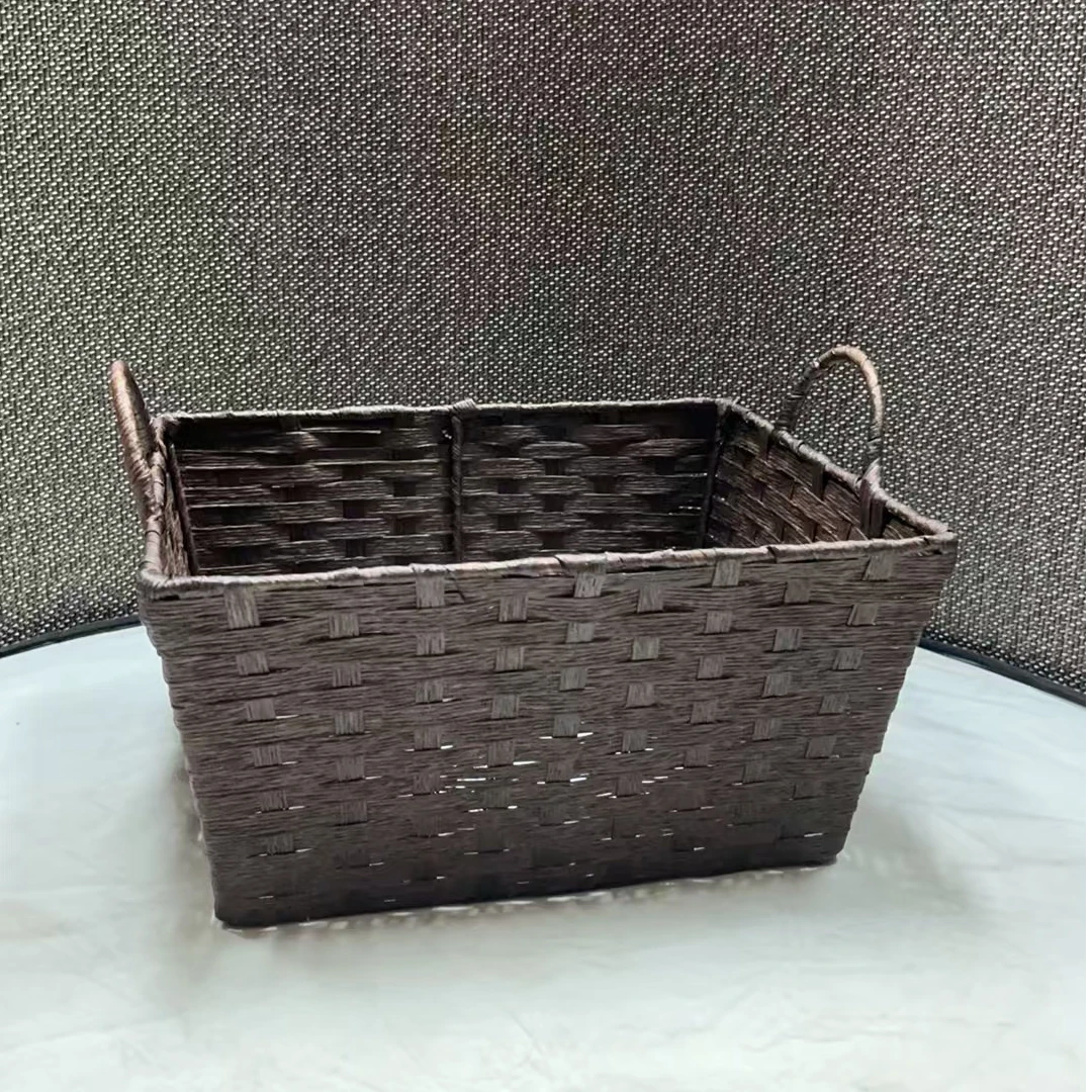 2387微瑕款 长30宽25高20CM 家用牛筋绳编织收纳筐桌面小型储物篮