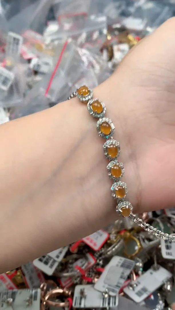翡翠戒指银S925镶嵌缅甸天然翡翠
