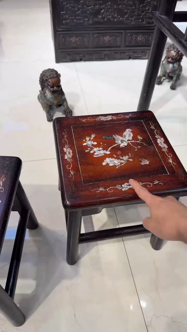 木木头款紫檀鸟踏花枝富贵凳298